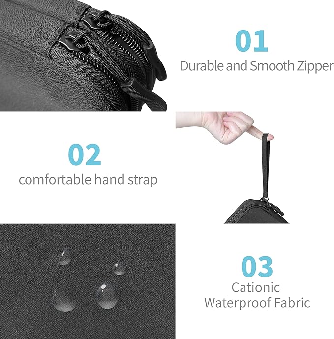 Electronics Organizer Travel Case,Electronic Accessories Storage Bag,Portable Waterproof Cable Organizer Bag,Travel Cord Organizer Bag for Small Charging Cord Storage,Cables,SD Card-Black