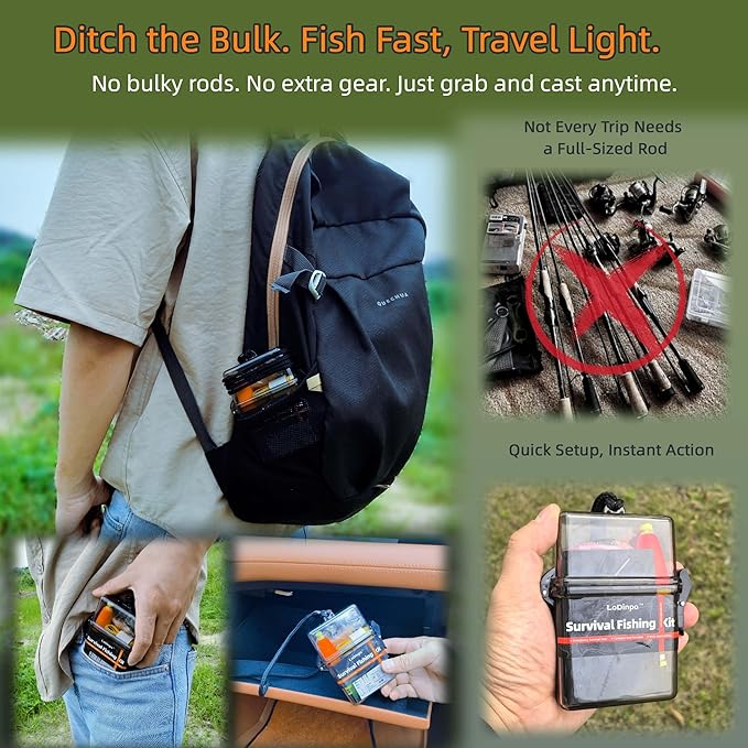 Mini Survival Fishing Kit Small Emergency Fishing Gear Box Pocket Fishing Tackle Travel Fishing Shoebox Surf Survivalist Fishing Accessories Pack Gifts for Fishing Starter Men
