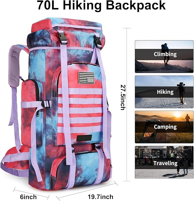 Hiking Backpack for Men 70L/100L Camping Backpack Military Rucksack Molle 3 Days Assault Pack for Climbing