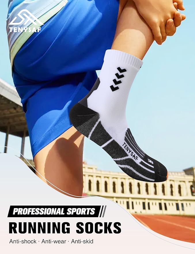Compression Crew Running Socks: Athletic Socks for Men Women with Cushion,3 Pairs Work Hiking Basketball Sport Socks