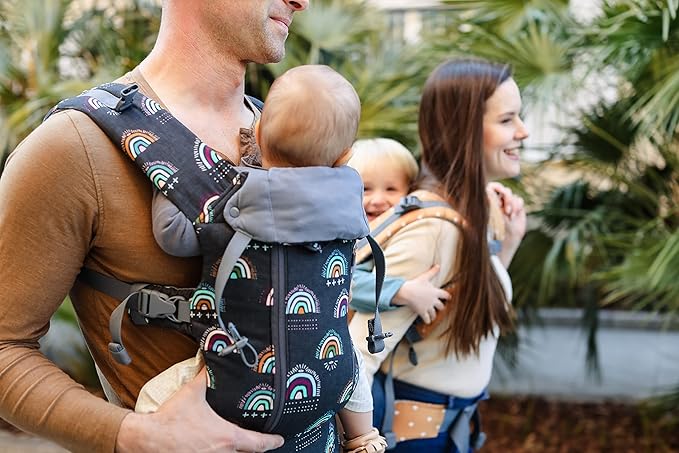 Beco 8 Baby Carrier from Newborn to Toddler (7-45lbs) - All in 1 Hybrid Front, Hip and Backpack Style Carrier with Breathable, Cooling Mesh - Boho Rainbow