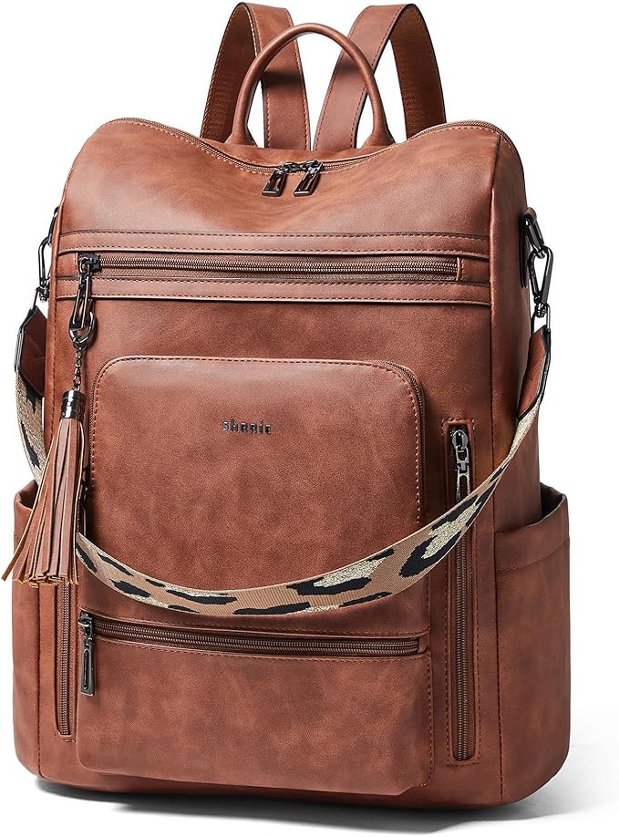 Shrrie Vegan Leather Laptop Backpack for Women 15.6 inch Work Backpack Fashion Travel Backpack Purse for Business College