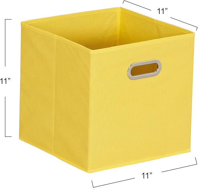 Household Essentials Yellow]Fabric Storage Bins with Handle, Bright (Pack of 6)