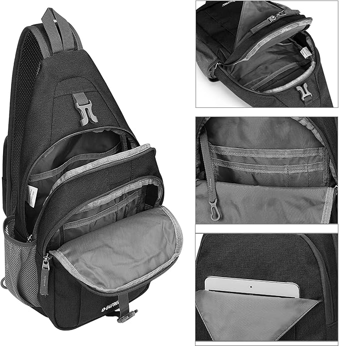 G4Free Sling Bag RFID Blocking Sling Backpack Crossbody Chest Bag Daypack for Hiking Travel(Black)