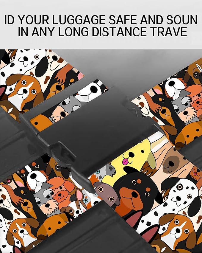 Luggage Straps for Suitcases, Adjustable Travel Belt, Durable Wide Luggage Strap, Cute Suitcase Strap Identifiers with Buckle, Bag Straps for Luggage, Cute Colorful Dogs