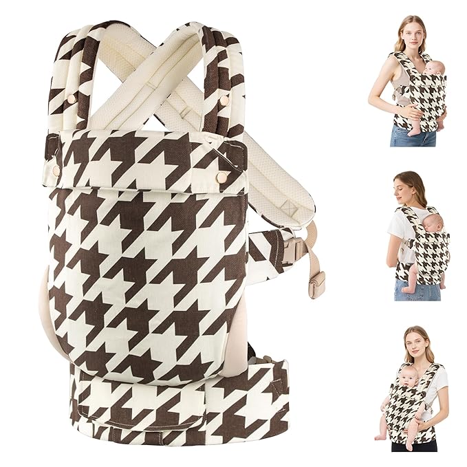 Baby Carrier Newborn to Toddler- Ergonomic,Cozy and Lightweight Infant Carrier for 7-40lbs,3 Carry Positions Newborn Carrier,Brown