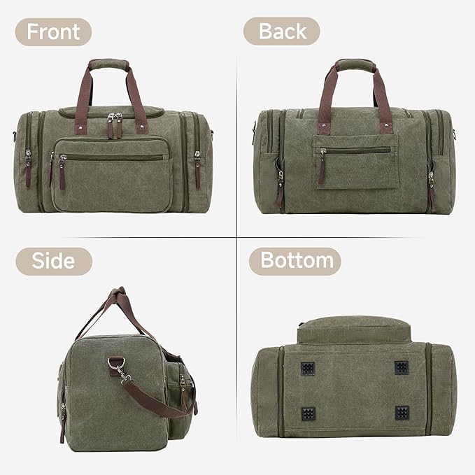 Canvas Expandable Duffle Bag for Men Traveling, Luggage Travel Bag Weekender Overnight Bag,Mens Gym Carry on Duffel Bags