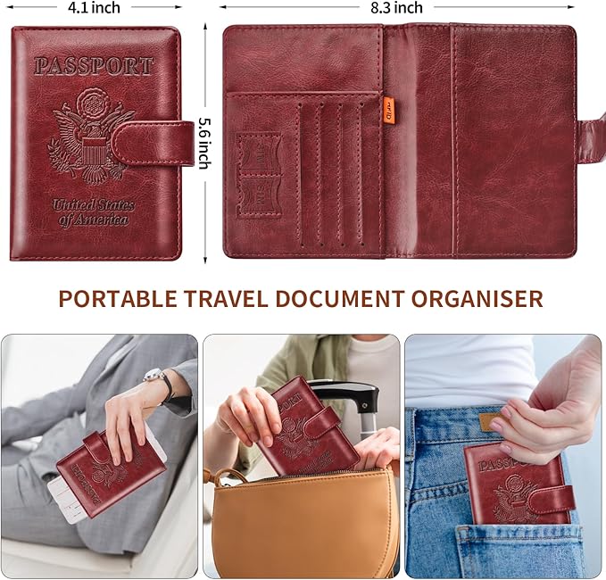 Herain Passport Holder for Travel Cruise Essentials, 2 Pcs Passport Cover Wallet Case Women Men Family, RFID Passports Book Card Holders Travel Accessorie Gifts Must Haves