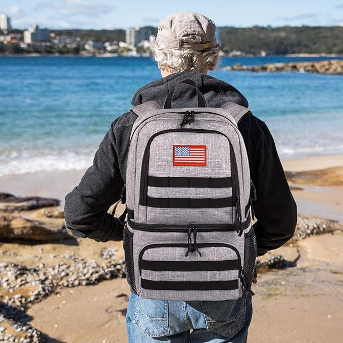 Tactical Double Deck Cooler Backpack for Men,Large Lunch Backpack with 2 Compartment,Soft Cooler Bag