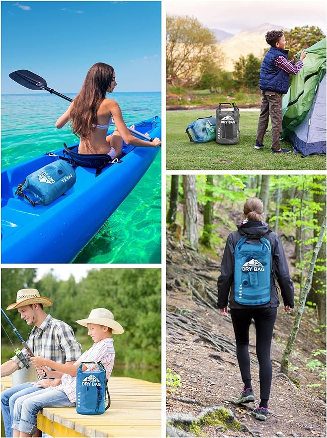 HEETA Dry Bag Waterproof for Women Men, 5L/10L/20L/30L/40L Roll Top Lightweight Dry Storage Bag Backpack with Phone Case for Travel Swimming Boating Kayaking Paddle Board Camping Beach Accessories