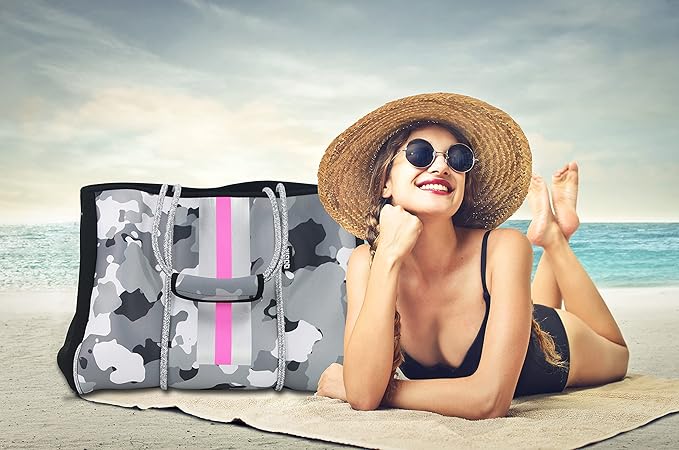 QOGiR Neoprene Multipurpose Beach Bag Tote with Inner Zipper Pocket … … … …