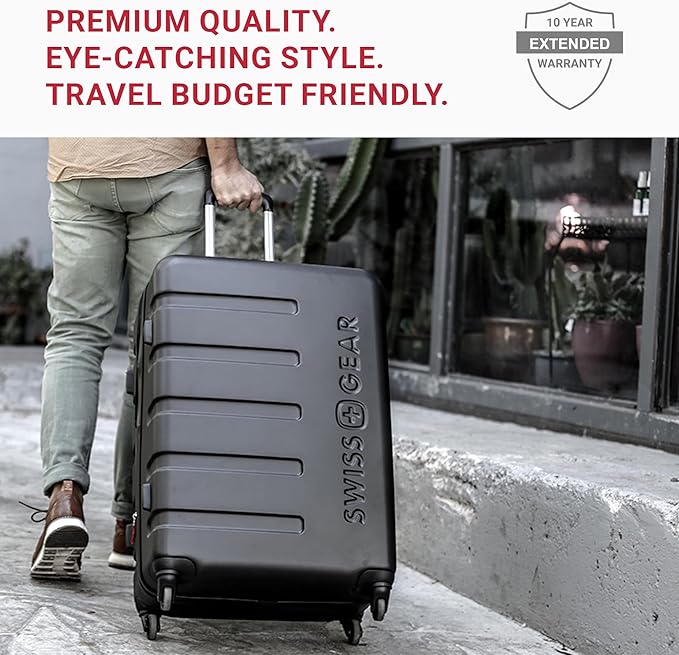 SwissGear 7366 Hardside Expandable Luggage with Spinner Wheels, Coral Almond, 3-Piece Set (19/23/27)