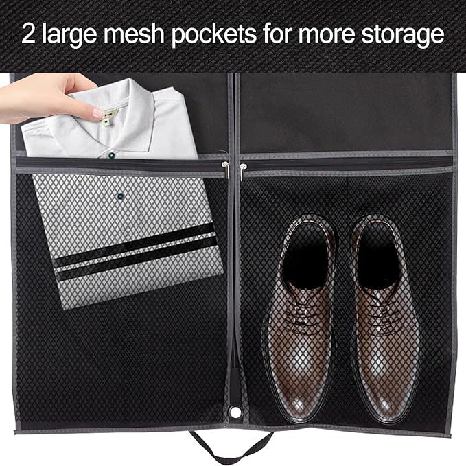 43" Garment Bag for Travel and Storage, Suit Bag with Duffle Design, Ideal for Hanging Clothes, Blazers, Dresses, Coats, and Wardrobes (1 Pack)