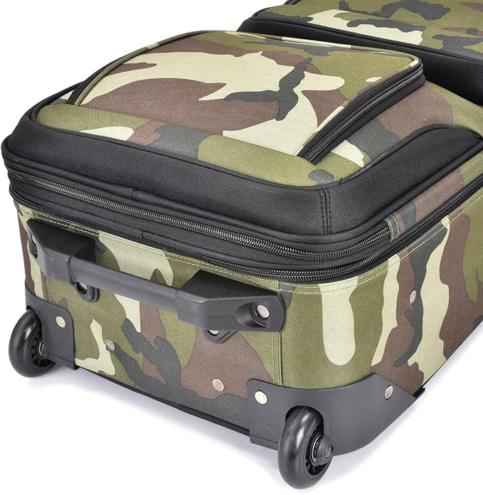U.S. Traveler Lightweight Rolling 20" Carry On Luggage Softside Suitcase, Camouflage, 2 Wheel Single