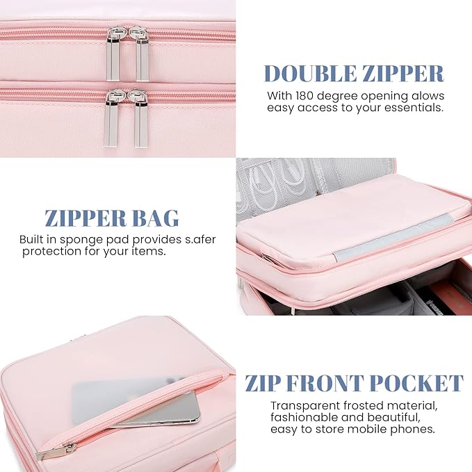 mygreen Travel Electronics Organizer, Waterproof Cable Organizer Bag for Electronic Accessories Triple Layer Large Shockproof Cable Storage Bag for Cord, Hard Disk, Power Bank, Tablet Aqua Sky