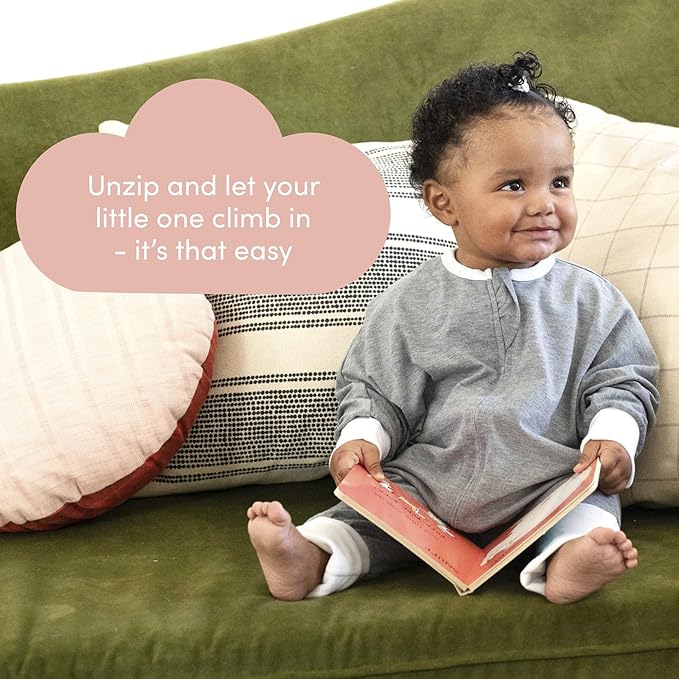 SleepingBaby Flying Squirrel Toddler Pajamas with Practical Zipper for Quick Diaper Changes and Travel Comfort - Heather Grey - 2-3T
