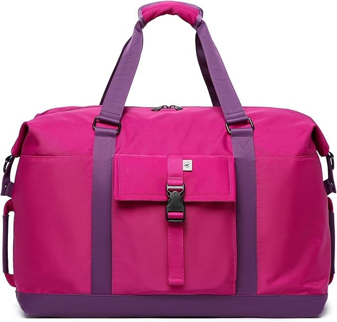 SUNNY BIRD Duffel with Utility Pouch, 40L Weekender Overnight Bag with Shoe Compartment for Travel and Sports (Purple)