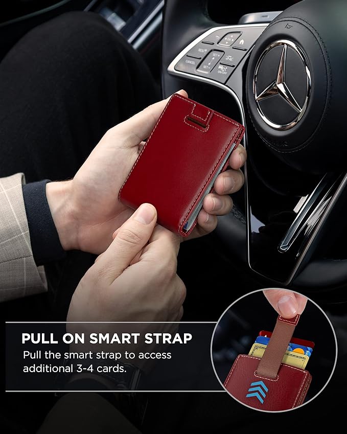 SERMAN BRANDS RFID Blocking Slim Bifold Genuine Leather Minimalist Front Pocket Wallets for Men with Money Clip Thin Mens