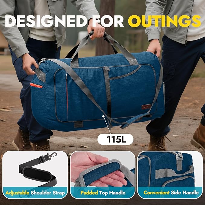 Canway 85L Travel Duffel Bag, Foldable Weekender Bag with Shoes Compartment for Men Women Water-proof & Tear Resistant