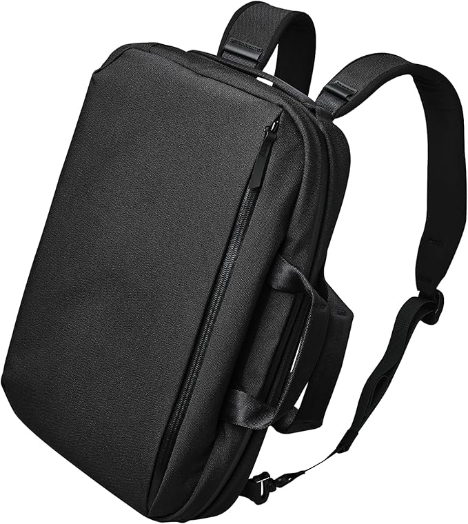 ALPAKA Elements Tech Brief Pro 12L -3-in-1 Recycled Fabric Laptop Briefcase Backpack for 16" Laptop, Anti-Theft Secure with Luggage Pass-Through, Water-Resistant, Fits Tech & Business Essentials,Black