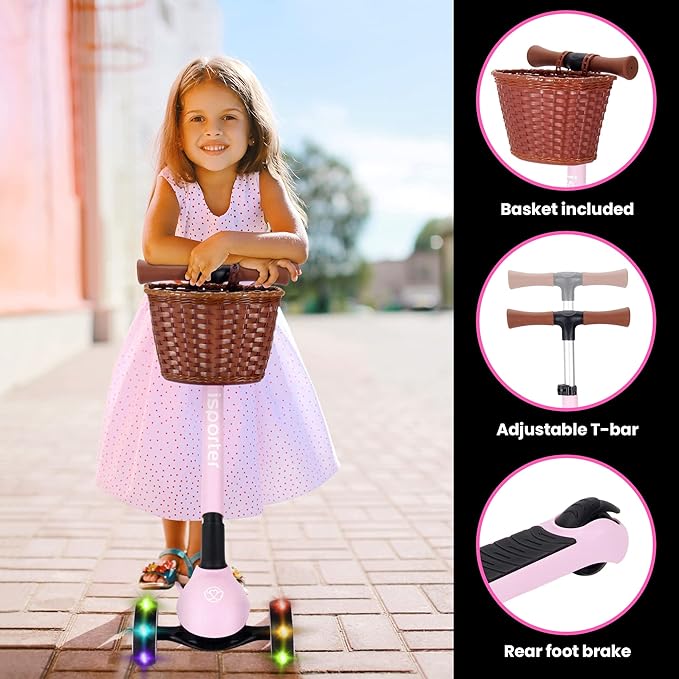 iSporter Luggage Scooter for Kids Ages 2-5 | Ride-On Suitcase Scooters for Boys Girls | Foldable & Height Adjustable, 110lbs Max