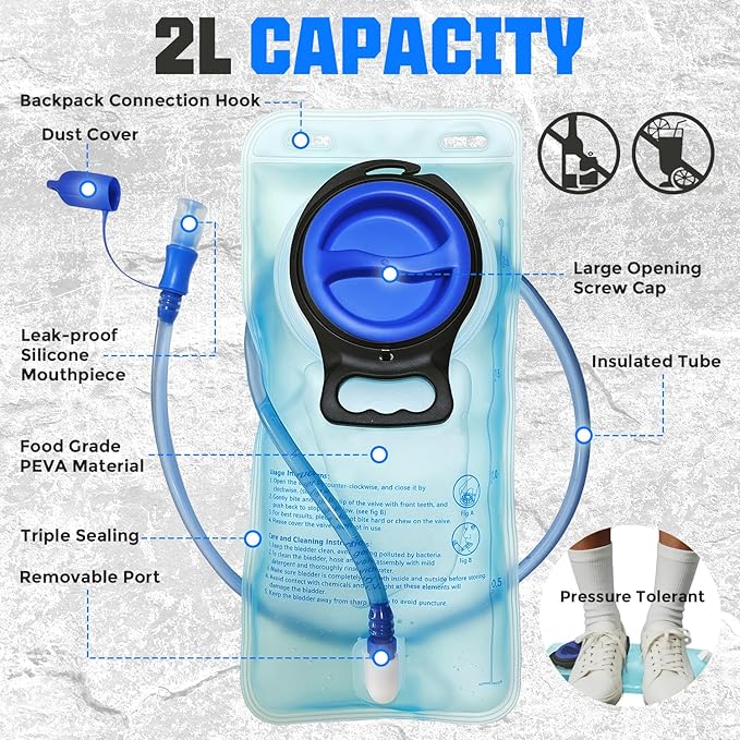 Hydration Vest（The design patent has been granted ）with 2L Water Bladder for Men and Women,Lightweight Adjustable Hydration Backpack,Reflective Running Hydration Chest Bag for Hiking Climbing Cycling
