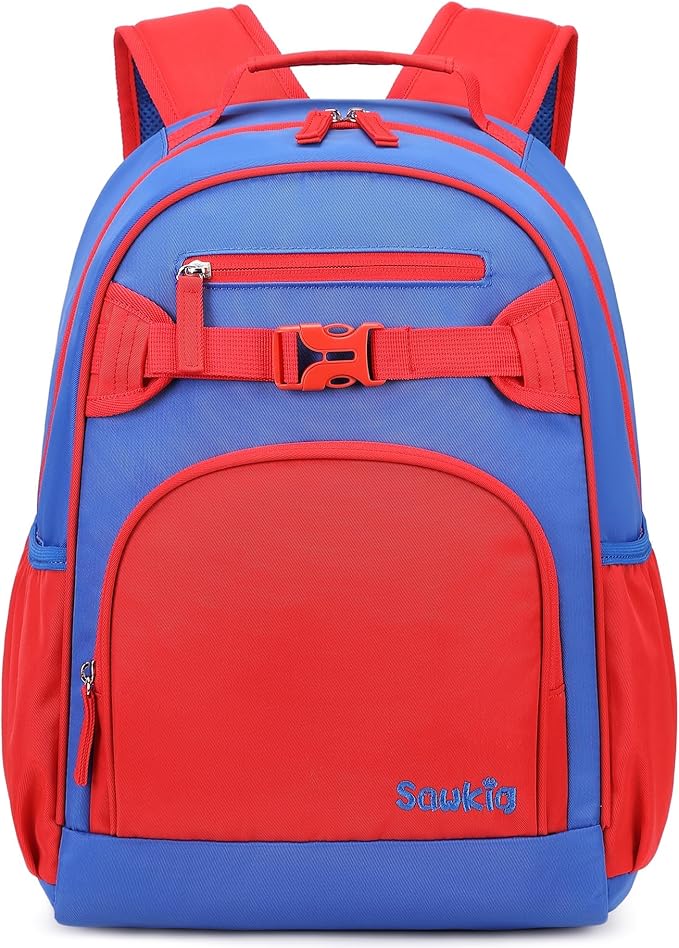 Lightweight Kids Backpack for School Kindergarten Elementary Backpacks for Boys Ages 6-8-10 (Red Navy Blue)