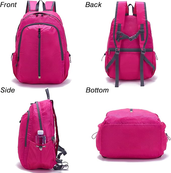 YZAOLL 25L Lightweight Packable Hiking Backpack Waterproof Hiking Daypack for Women Men Gym Backpack Travel Camping Vacation,Rose