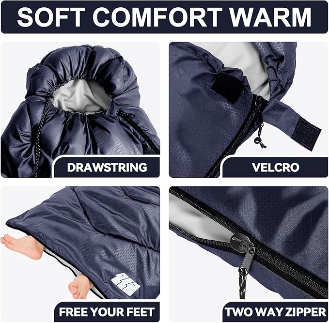 Sleeping Bags for Adults Cold Weather,Portable, Waterproof,Lightweight Camping Sleeping Bag for Tall Girls Boys with Compression Sack for Warm Camping, Hiking, Outdoor & Indoor