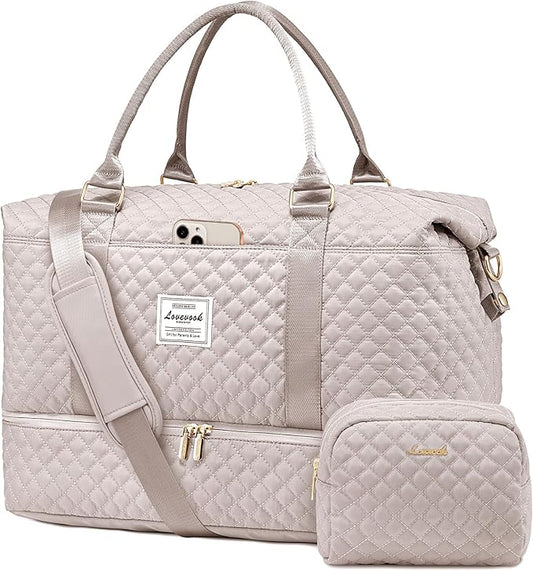 LOVEVOOK Travel Duffle Bag,Weekender Bags for Women with Shoe Compartment，Carry on Overnight Bag with Toiletry Bag,Gym Duffel Bag with Wet Pocket, Hospital Bags for Labor and Delivery