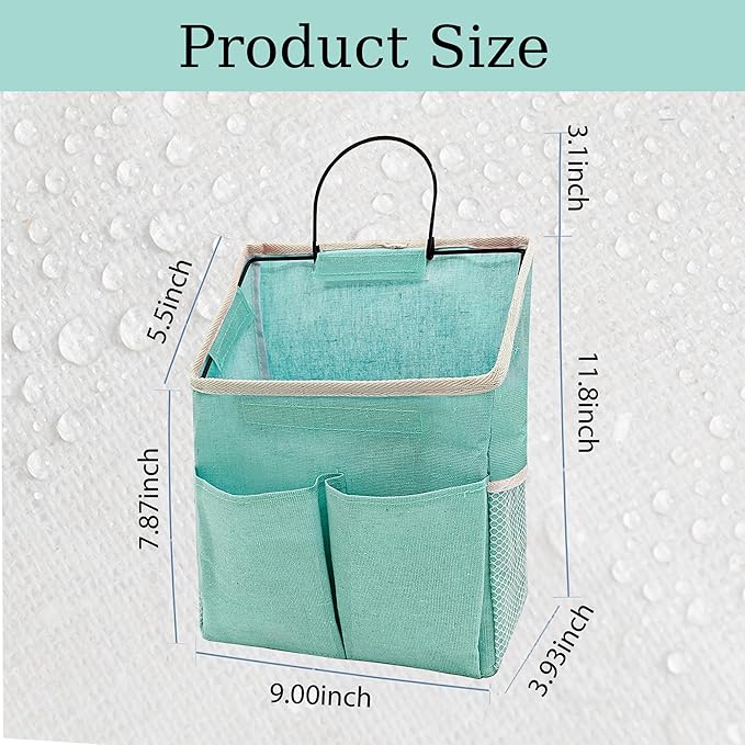 2pcs Wall Hanging Storage Bag,Wall Hanging Organizer Bags with Pockets, Wall Organizer Storage for Dormitory Bathroom Bedroom Kitchen(Green)