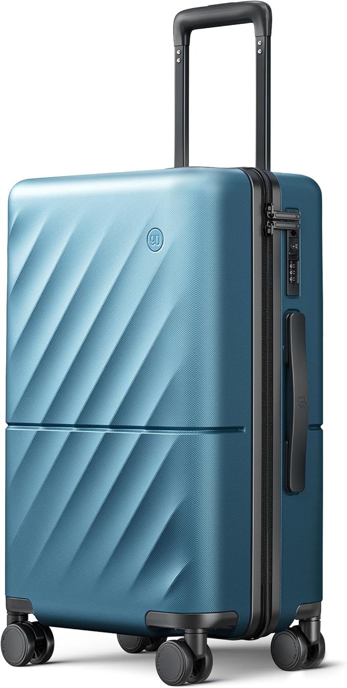 Carry On Suitcase, 20 Inch Carry-On Luggage with Double Spinner Wheels, Anti-Burst Zipper, Hard Case PC Suitcase Carry On, Lightweight Travel Luggage, TSA Approved (Topaz Blue, Hudson)