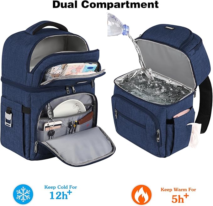 Cooler Backpack,Insulated Backpack Cooler Leakproof Double Deck Cooler Bag for Men Women RFID Lunch Backpack