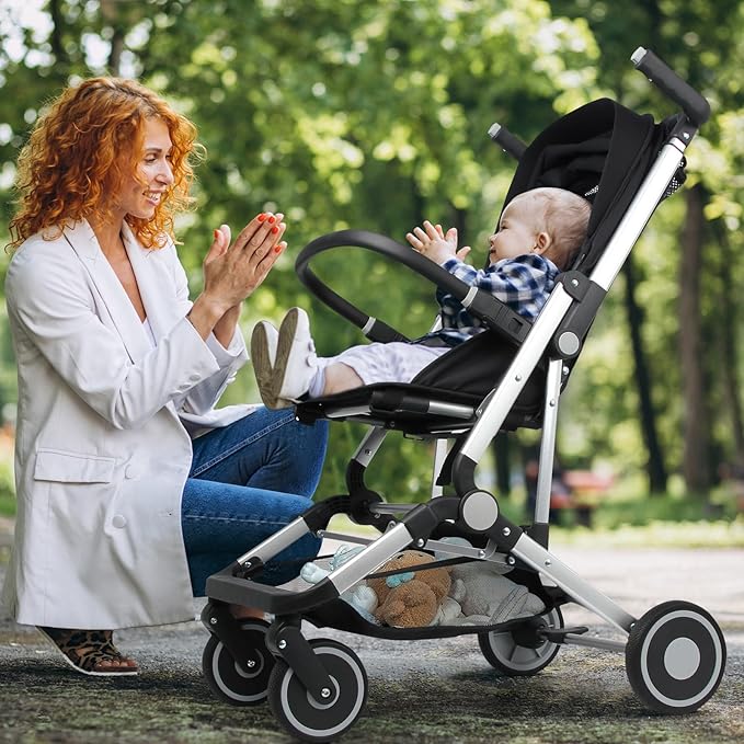 Travel Stroller for Airplane Ultra Compact Umbrella Stroller One-Handed Folding Design Overhead Friendly Lightweight Aluminum Alloy Frame