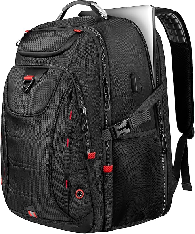 Z-MGKISS 55L Extra Large Travel Backpack, 18.4 Inch Laptop Backpack for Men, Water Resistant, TSA Flight Approved, Business Work Bag with USB Charging Port, Black