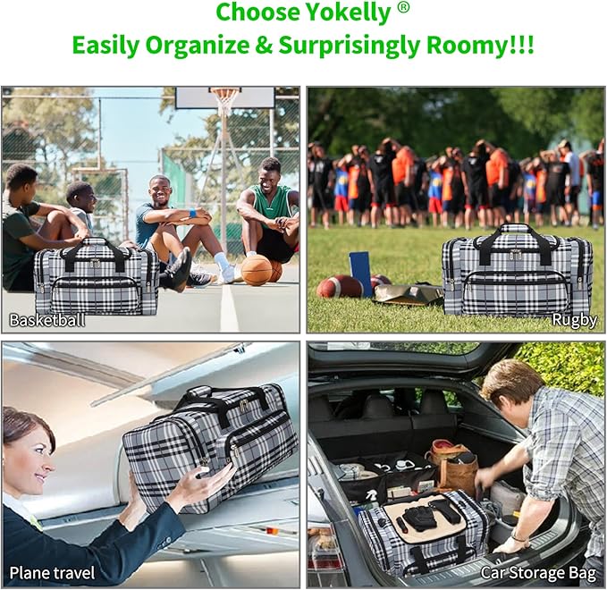 20 inch Sports Duffel Bag - for Travel Gym - Grey/White