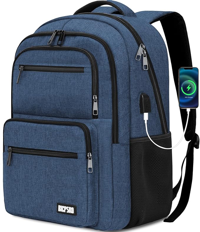 Backpack for School, School Backpack for Boys Girls Teens, College Book Bag, Water Resistant Bookbag, Back Pack for Men Women, Business Work Travel Blue