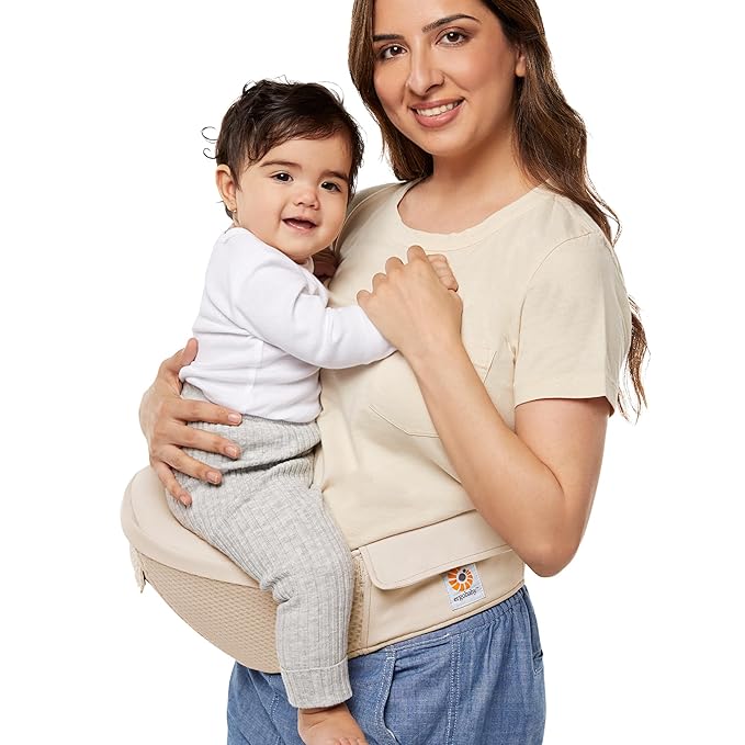 Ergobaby Alta Hip Seat All-Position Breathable Mesh Hip Seat & Carrier, Natural Beige