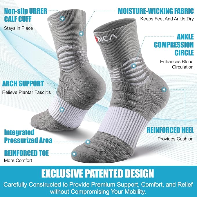 NEENCA Medical Compression Socks—2 Pairs, Ankle Socks for Injury Recovery, Pain Relief, Swelling, Sport Protection 20-30 mmHg
