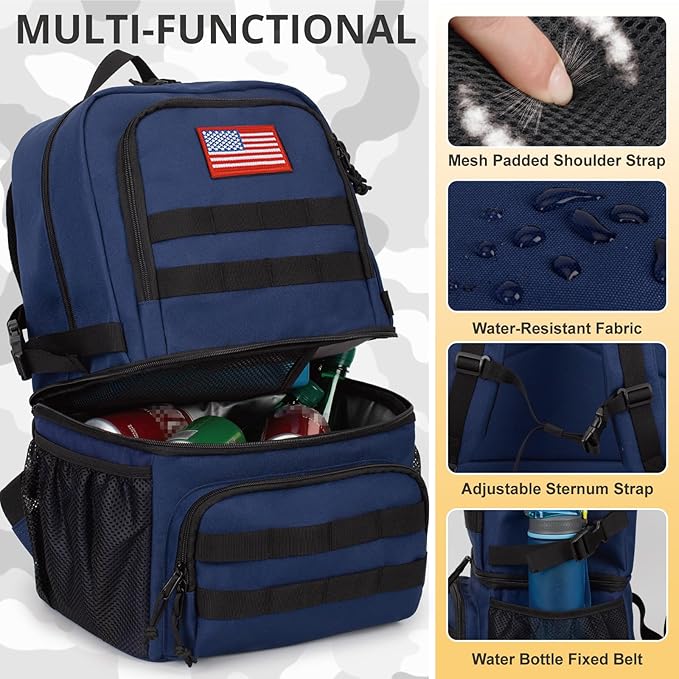 Tactical Double Deck Cooler Backpack for Men,Large Lunch Backpack with 2 Compartment,Soft Cooler Bag