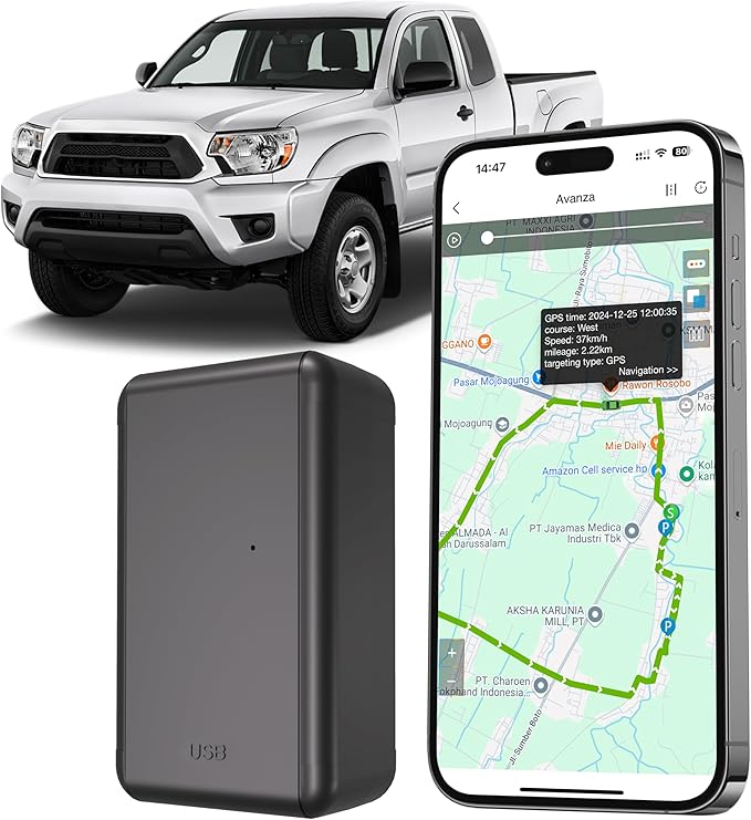 G05A GPS Tracker for Vehicle No Monthly Fees, SIM Card Included, Real-Time Tracking, Global Coverage, Geo-Fencing, Strong Magnetic Attachment, Long Battery Life