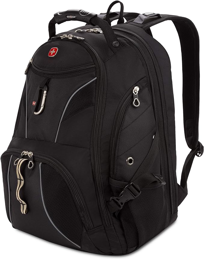 SwissGear 1923 Scansmart Backpack, Black/Silver, 17-Inch