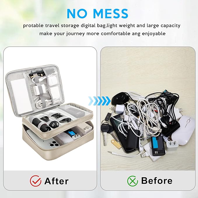 Electronic Organizer Travel Case, Travel Cord Organizer Case Portable Waterproof Cable Organizer Bag for Charger, Cord, USB, Power Bank, Earphone