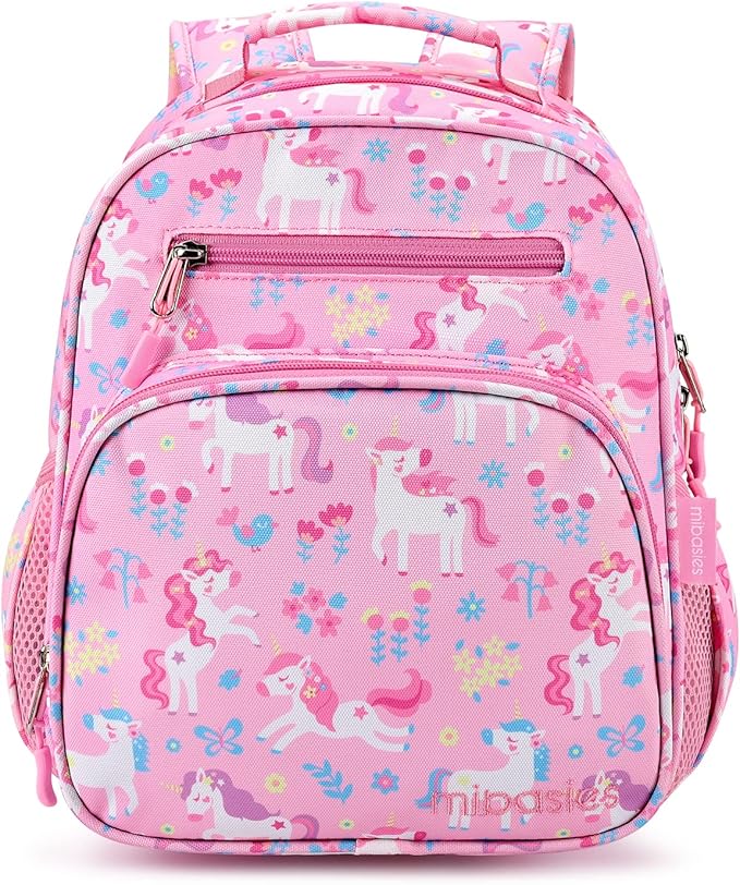 mibasies Toddler Backpack for Girls 2-4: Cute Kids Backpacks for Girls - Preschool Kindergarten Backpack - Flower Unicorn