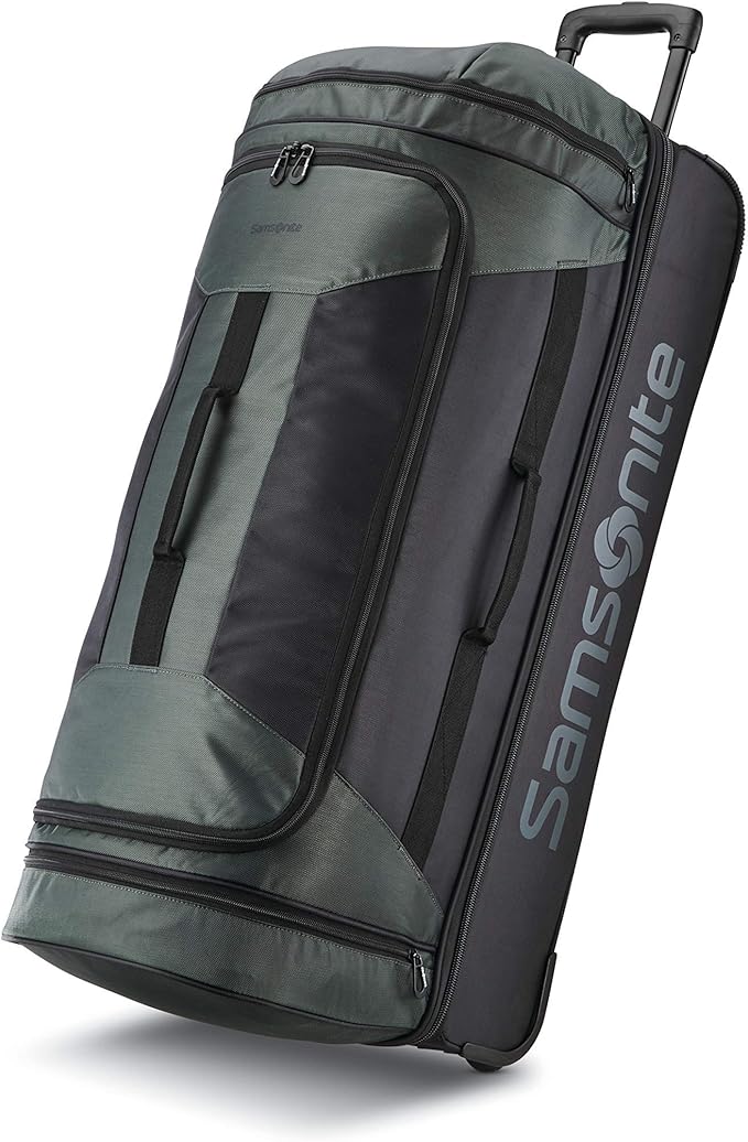 Samsonite Andante 2 Wheeled Duffel Bag – 32-Inch Durable Rolling Luggage with Inline Skate Wheels, Push-Button Handle & Spacious Compartments – Travel-Friendly and Lightweight - Moss Green/Black