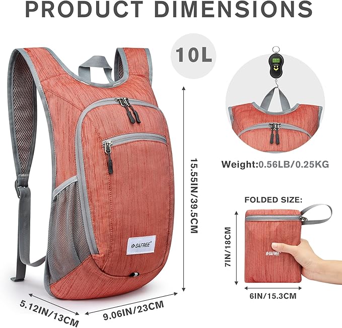 G4Free 10L/15L Hiking Backpack Lightweight Packable Hiking Daypack Small Travel Outdoor Foldable Shoulder Bag