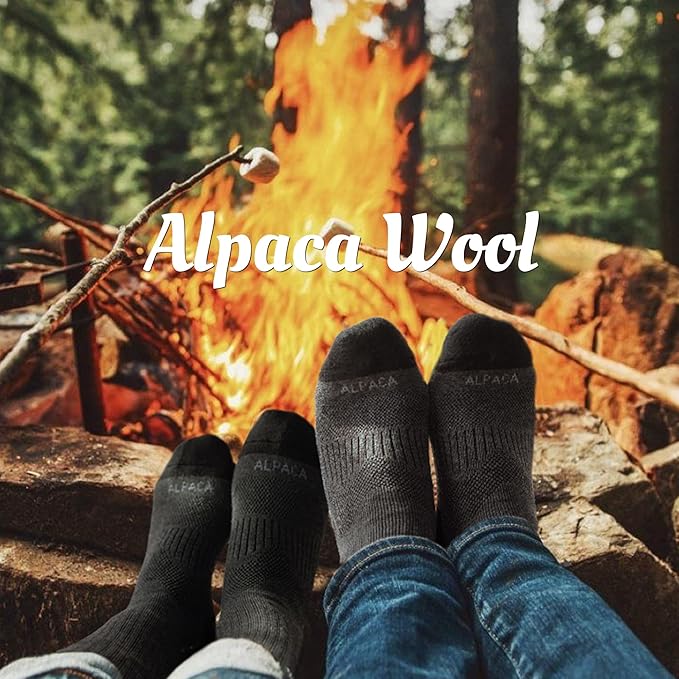 Alpaca Wool Hunting Socks 2 pairs for Men Women, Thermal Warm Compression Thick Winter Cushioned Hiking Boot Moisture Wicking