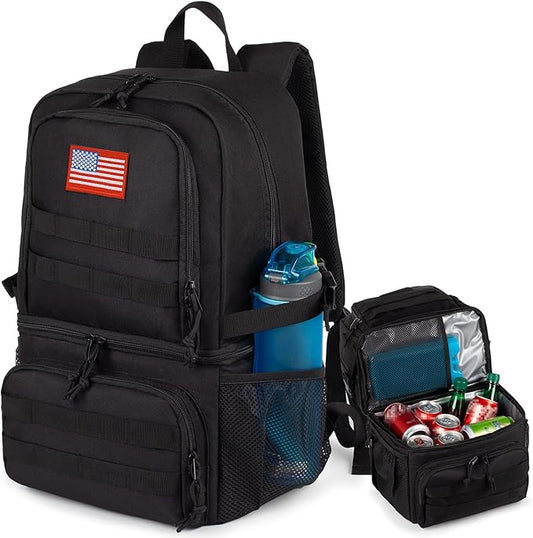 Tactical Double Deck Cooler Backpack for Men,Large Lunch Backpack with 2 Compartment,Soft Cooler Bag