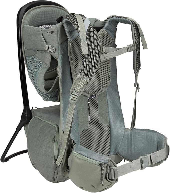 Thule Sapling Child Carrier Backpack - Machine Washable Seat - Self-Standing Frame - Adjustable padded straps for parents - Ergonomic seat with under-leg support for child - UPF 50 Sunshade