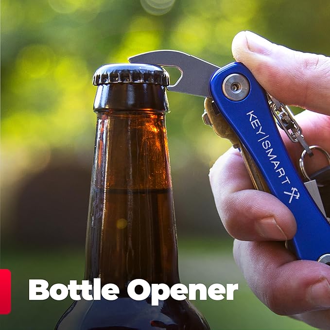 KeySmart Rugged - Multitool Key Holder for Keychain w/Bottle Opener and Pocket Clip, Key Organizer for Key Chain, EDC Keychains, Key Ring for Car Fobs Key Chains, Expandable (Up to 14 Keys, Blue)